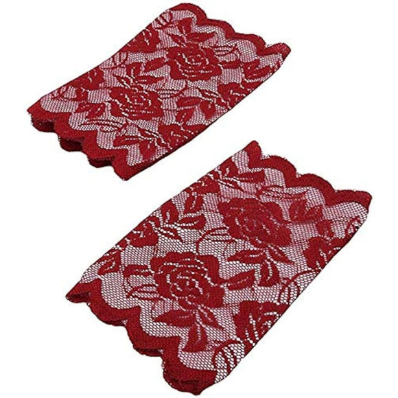 Laced Fingerless Gloves In Dark Red - Picture 6 of 7